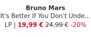 Bruno Mars - It's Better If You Don't Understand Black Friday Record Store Day 2025 Black Vinyl Edition