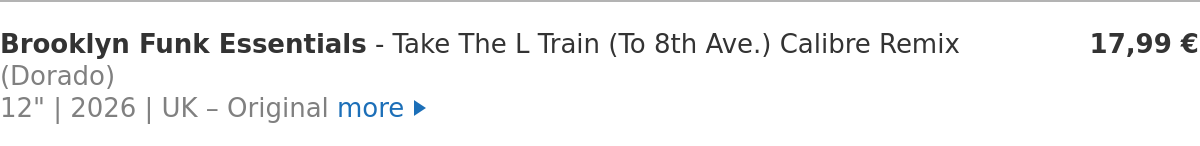 Brooklyn Funk Essentials - Take The L Train (To 8th Ave.) Calibre Remix