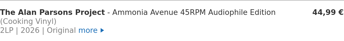 The Alan Parsons Project - Ammonia Avenue 45RPM Audiophile Edition
