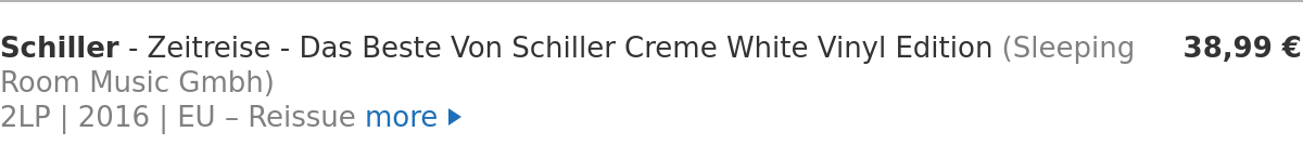 Schiller - Zeitreise - Das Beste Von Schiller Creme White Vinyl Edition