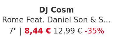 DJ Cosm - Rome Feat. Daniel Son & Saipher Soze/ Leave The Bells Feat. Halfcut & Ghettosocks / All Or Nothing Feat. Adam Bomb, Merkules, Fortified Mind & Halfcut Black Vinyl Edition