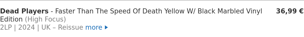 Dead Players - Faster Than The Speed Of Death Yellow W/ Black Marbled Vinyl Edition