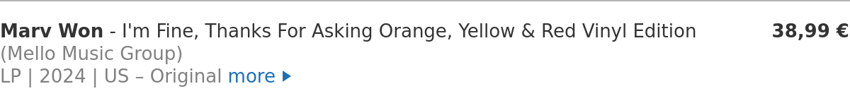 Marv Won - I'm Fine, Thanks For Asking Orange, Yellow & Red Vinyl Edition