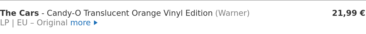 The Cars - Candy-O Translucent Orange Vinyl Edition