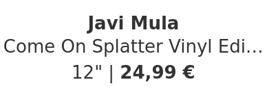 Javi Mula - Come On Splatter Vinyl Edition