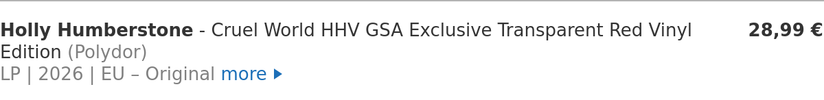 Holly Humberstone - Cruel World HHV GSA Exclusive Transparent Red Vinyl Edition