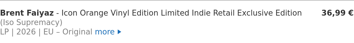 Brent Faiyaz - Icon Orange Vinyl Edition Limited Indie Retail Exclusive Edition