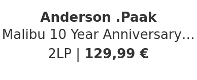 Anderson .Paak - Malibu 10 Year Anniversary Water & Sand Filled Vinyl Edition