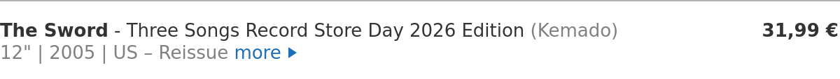 The Sword - Three Songs Record Store Day 2026 Edition