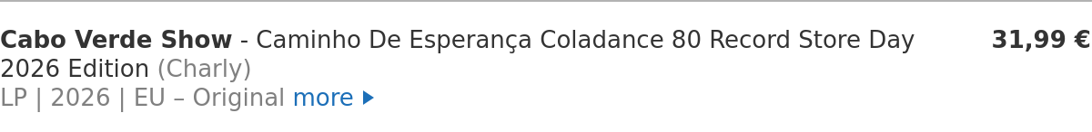 Cabo Verde Show - Caminho De Esperança Coladance 80 Record Store Day 2026 Edition