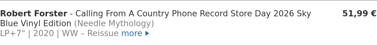 Robert Forster - Calling From A Country Phone Record Store Day 2026 Sky Blue Vinyl Edition