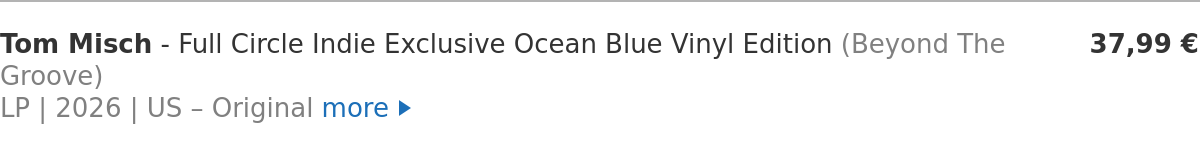 Tom Misch - Full Circle Indie Exclusive Ocean Blue Vinyl Edition