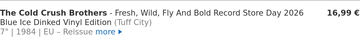 The Cold Crush Brothers - Fresh, Wild, Fly And Bold Record Store Day 2026 Blue Ice Dinked Vinyl Edition