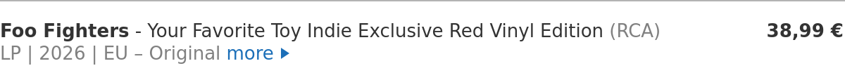 Foo Fighters - Your Favorite Toy Indie Exclusive Red Vinyl Edition