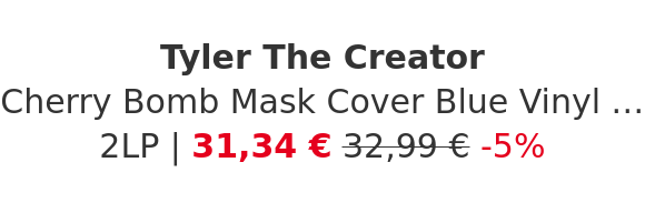 Tyler The Creator - Cherry Bomb Mask Cover Blue Vinyl Edition