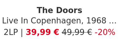 The Doors - Live In Copenhagen, 1968 Black Friday Record Store Day 2025 Clear Vinyl Edition