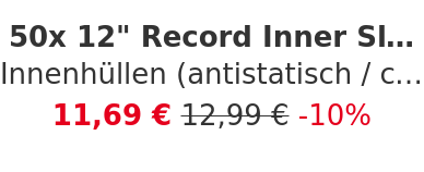 50x 12" Record Inner Sleeves - Innenhüllen (antistatisch / creme 70 g/m²)
