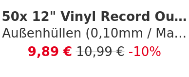 50x 12" Vinyl Record Outer Sleeves - Außenhüllen (0,10mm / Made in Germany / LDPE-Folie)