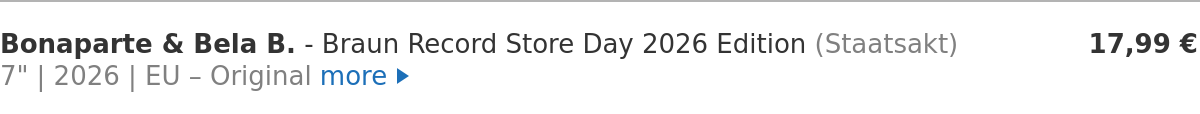 Bonaparte & Bela B. - Braun Record Store Day 2026 Edition
