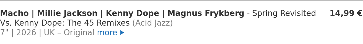Macho | Millie Jackson | Kenny Dope | Magnus Frykberg - Spring Revisited Vs. Kenny Dope: The 45 Remixes