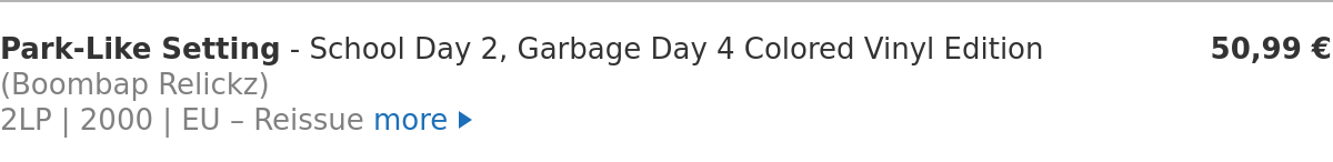 Park-Like Setting - School Day 2, Garbage Day 4 Colored Vinyl Edition