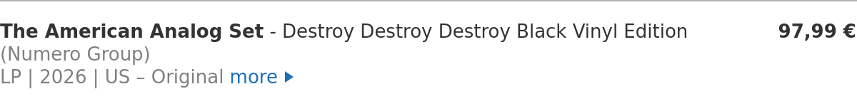 The American Analog Set - Destroy Destroy Destroy Black Vinyl Edition