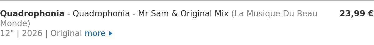 Quadrophonia - Quadrophonia - Mr Sam & Original Mix