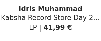 Idris Muhammad - Kabsha Record Store Day 2026 Transparent Indigo / Deep Pink Vinyl Edition