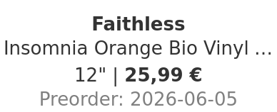 Faithless - Insomnia Orange Bio Vinyl Edition