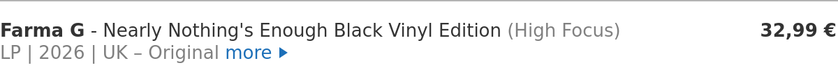 Farma G - Nearly Nothing's Enough Black Vinyl Edition