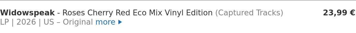 Widowspeak - Roses Cherry Red Eco Mix Vinyl Edition