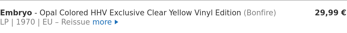 Embryo - Opal Colored HHV Exclusive Clear Yellow Vinyl Edition