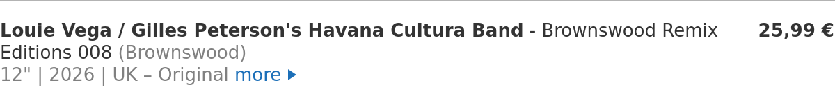 Louie Vega / Gilles Peterson's Havana Cultura Band - Brownswood Remix Editions 008