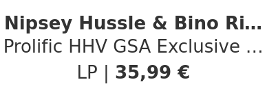 Nipsey Hussle & Bino Rideaux - Prolific HHV GSA Exclusive Cobalt Blue Vinyl Edition