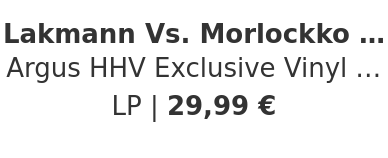 Lakmann Vs. Morlockko Plus - Argus HHV Exclusive Vinyl Edition