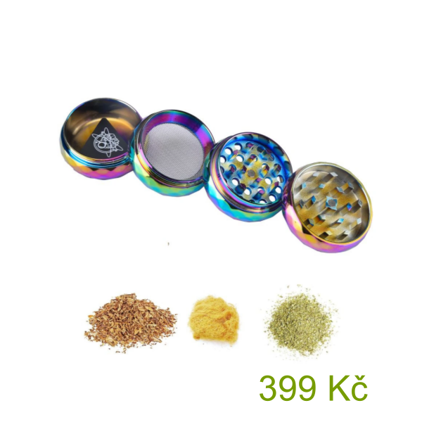 Champ High Rainbow Diamond Grinder, čtyřdílná kovová drtička, 40 mm - 399 Kč