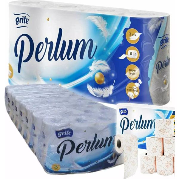 WC-paperi Grite Perlum 3-kerros 64 rll valkoinen Suursäkki wc-paperia edullisesti