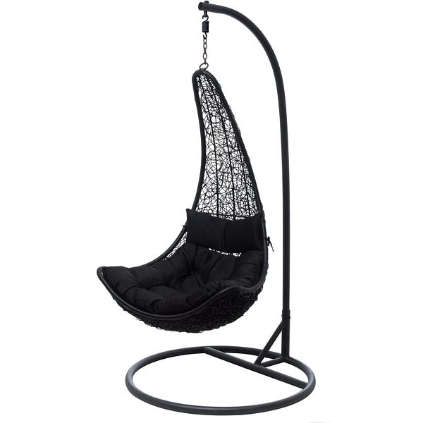 Riipputuoli Bahama telineellä, musta Mukava riippuva korituoli terassille tai parvekkeelle