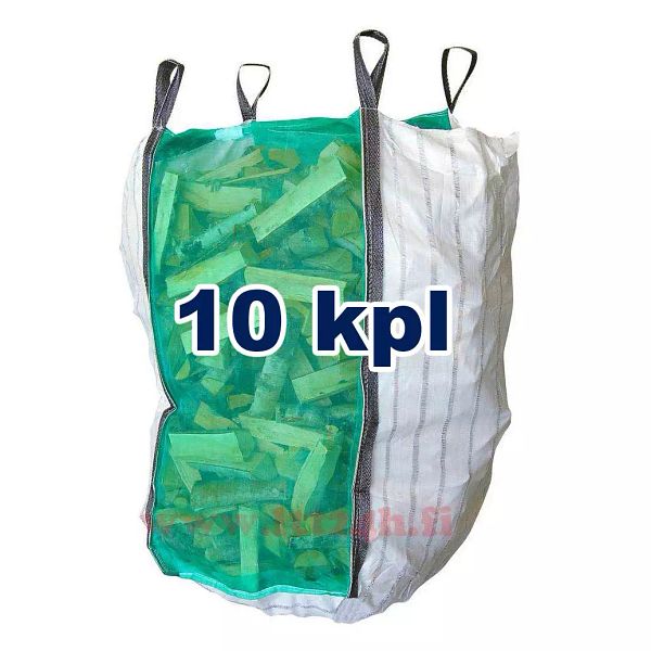 10 kpl Klapisäkki 1000kg 1,5m3 Halkojen kuljetussäkki hengittävä halkosäkki Suursäkki halkojen kuljetukseen