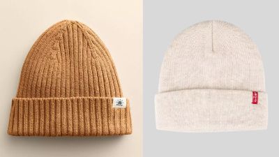 yellow and white beanies pictured side by side