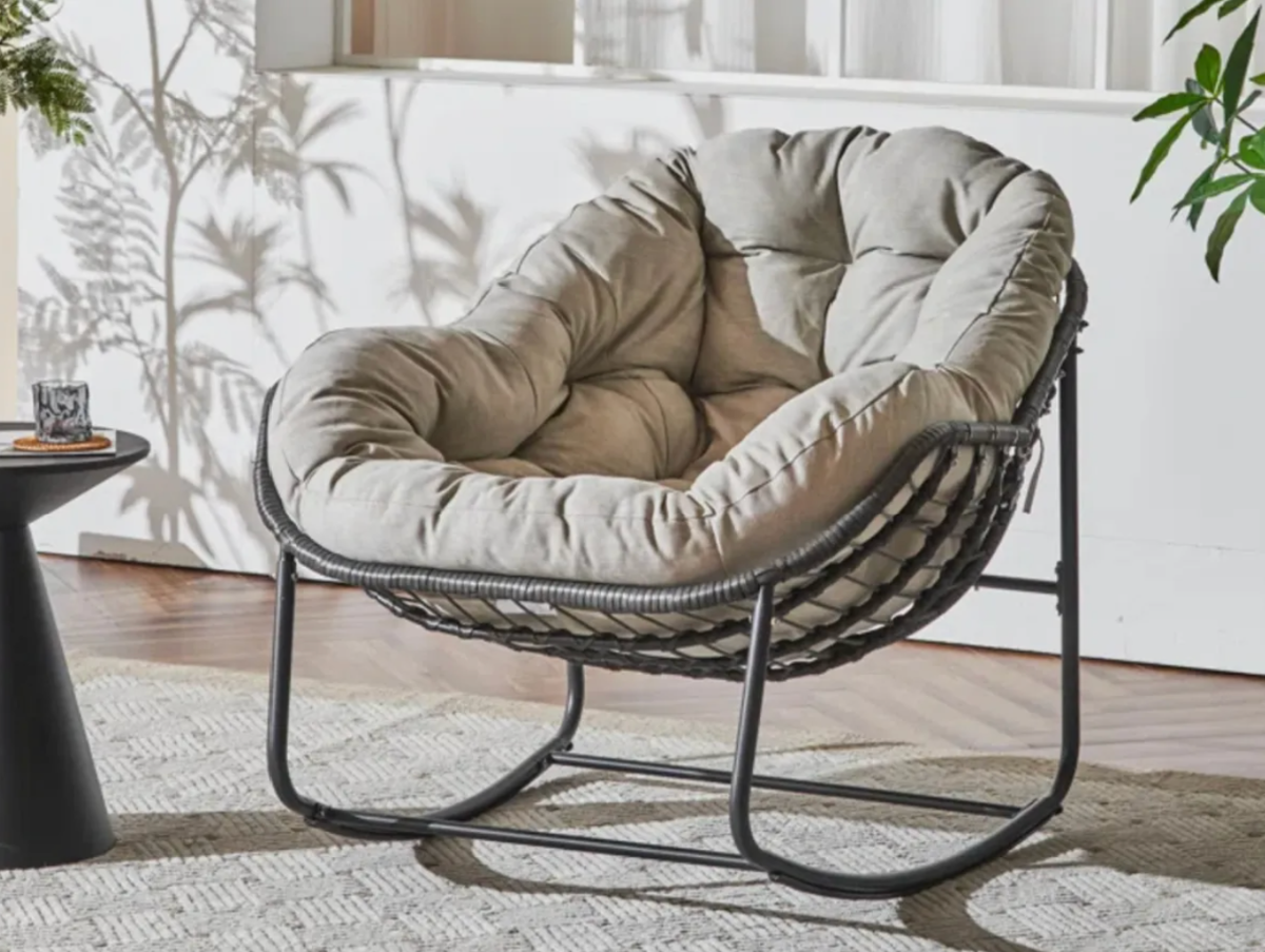 Rattan Rocking Chair with Plush cushion seating