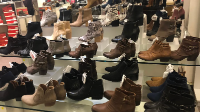 assortment of boots at a macy's department store 