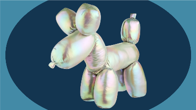 HUGE Balloon Dog Plush in the color iridescent silver