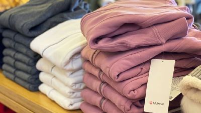 lululemon sweatshirts folded on a table