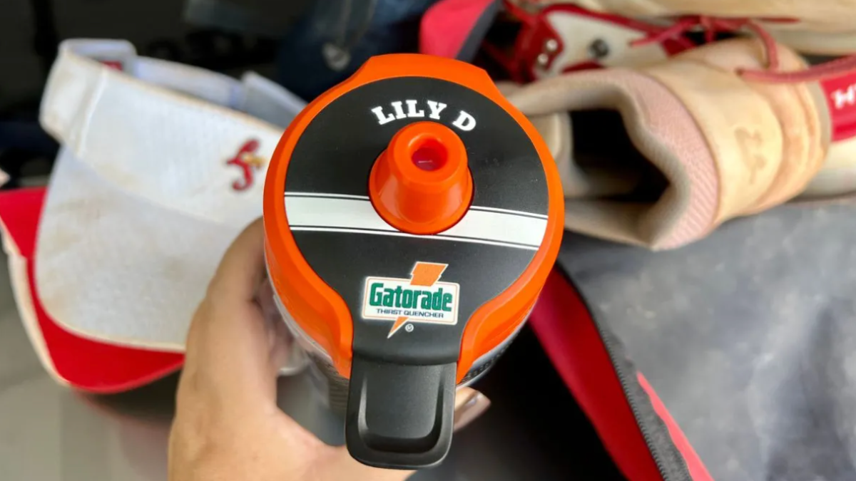 Personalized Gatorade Water Bottle with a name monogrammed on the lid