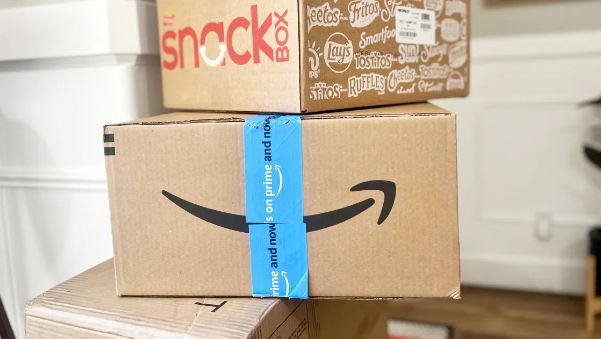 stacked Amazon shipping boxes