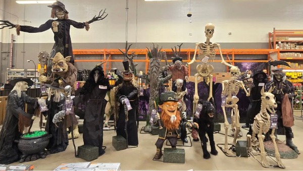 assortment of Giant Halloween Animatronics at Home Depot