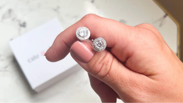 Cate & Chloe Silver Halo Stud Earrings Just $17.99