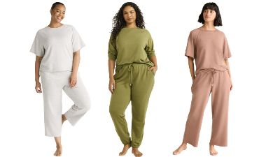 3 women posing in Walmart lounge sets