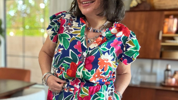 woman wearing floral dress